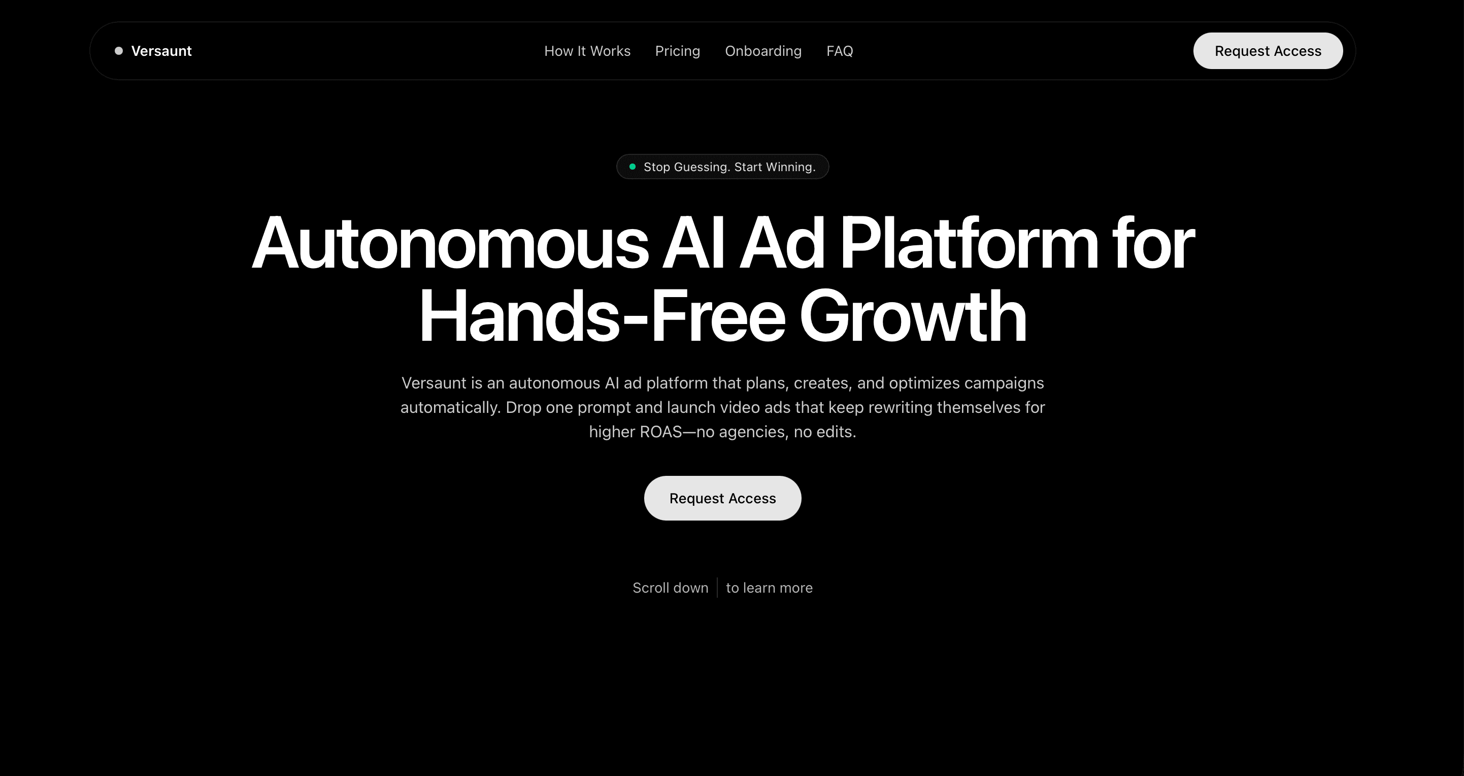 Initial Launch landing page
